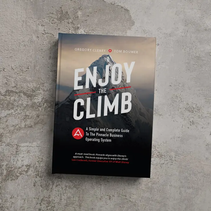 Mockup of Enjoy The Climb book by Gregory Cleary and Tom Bouwer featuring the Pinnacle Business Guides operating system